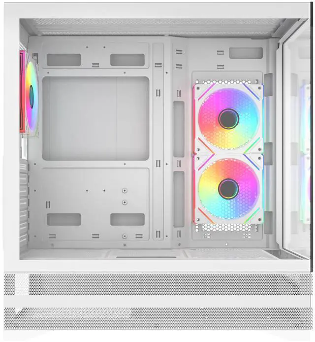 Alt view image 5 of 10 - Rosewill ACA501 Gaming PC Case Computer Mid Tower ATX Case White with 4 Addressable RGB Fans Pre-Installed, Back Plug Motherboard Design, Tempered Glass Transparent Side Panel
