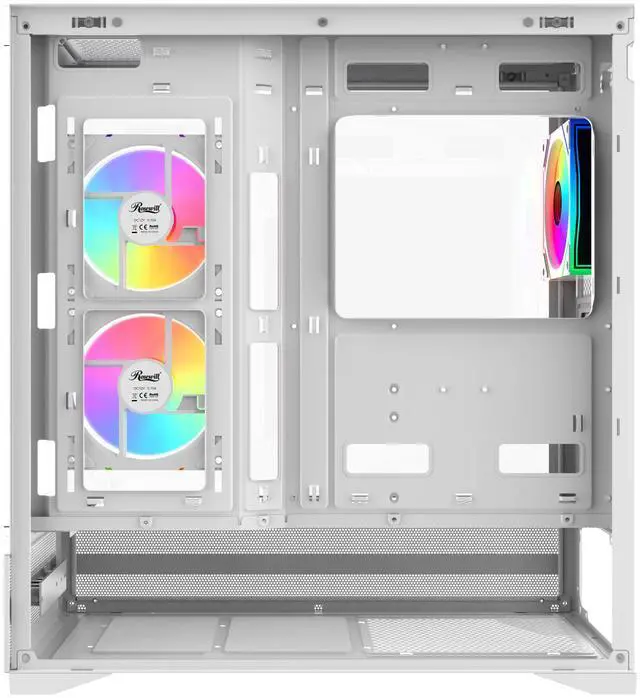 Alt view image 6 of 10 - Rosewill ACA501 Gaming PC Case Computer Mid Tower ATX Case White with 4 Addressable RGB Fans Pre-Installed, Back Plug Motherboard Design, Tempered Glass Transparent Side Panel