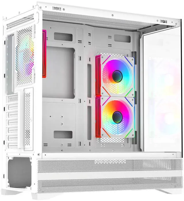 Alt view image 10 of 10 - Rosewill ACA501 Gaming PC Case Computer Mid Tower ATX Case White with 4 Addressable RGB Fans Pre-Installed, Back Plug Motherboard Design, Tempered Glass Transparent Side Panel