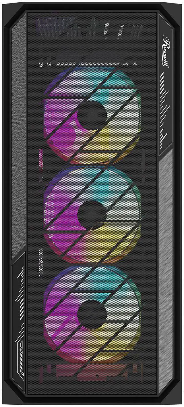 Alt view image 3 of 11 - Rosewill ACA502B ATX Mid-Tower PC Gaming Case Front Mesh Panel for Airflow, Tempered Glass Side Panel, 3x Pre-Installed ARGB Fans, USB 3.0 Ports (Black)