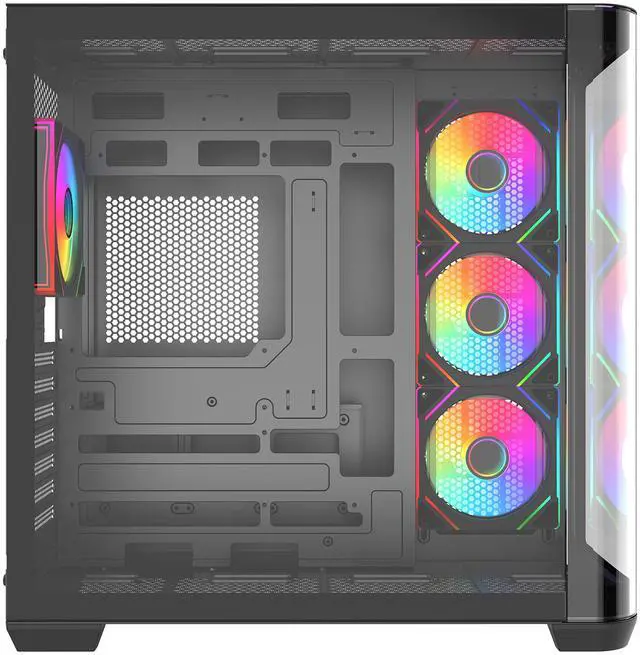 Alt view image 3 of 9 - Rosewill ACA503B ATX Mid-Tower PC Gaming Case Curved Tempered Glass Side Panel, 2x Pre-Installed ARGB Fans, Front I/O with USB 3.0 & Type-C Ports (Black)