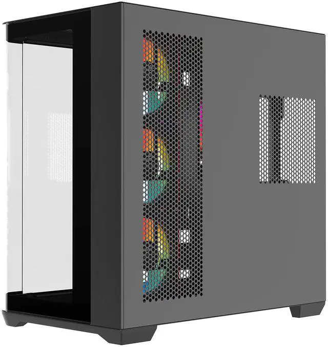 Alt view image 6 of 9 - Rosewill ACA503B ATX Mid-Tower PC Gaming Case Curved Tempered Glass Side Panel, 2x Pre-Installed ARGB Fans, Front I/O with USB 3.0 & Type-C Ports (Black)