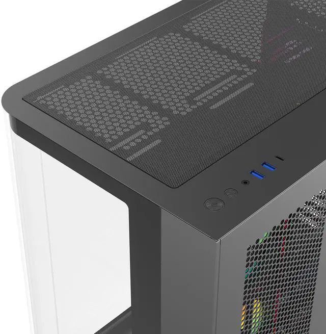 Alt view image 8 of 9 - Rosewill ACA503B ATX Mid-Tower PC Gaming Case Curved Tempered Glass Side Panel, 2x Pre-Installed ARGB Fans, Front I/O with USB 3.0 & Type-C Ports (Black)