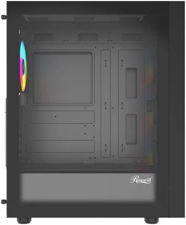 Alt view image 5 of 9 - Rosewill ACA504B ATX Mid-Tower PC Case - Mesh Front, Tempered Glass, ARGB Fans, USB 3.0, Supports Vertical GPU Mounting