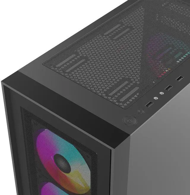 Alt view image 6 of 9 - Rosewill ACA504B ATX Mid-Tower PC Case - Mesh Front, Tempered Glass, ARGB Fans, USB 3.0, Supports Vertical GPU Mounting
