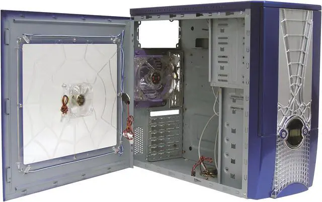 Alt view image 4 of 14 - LOGISYS Computer SPIDER II CS885BL Blue/Silver Steel ATX Mid Tower Computer Case