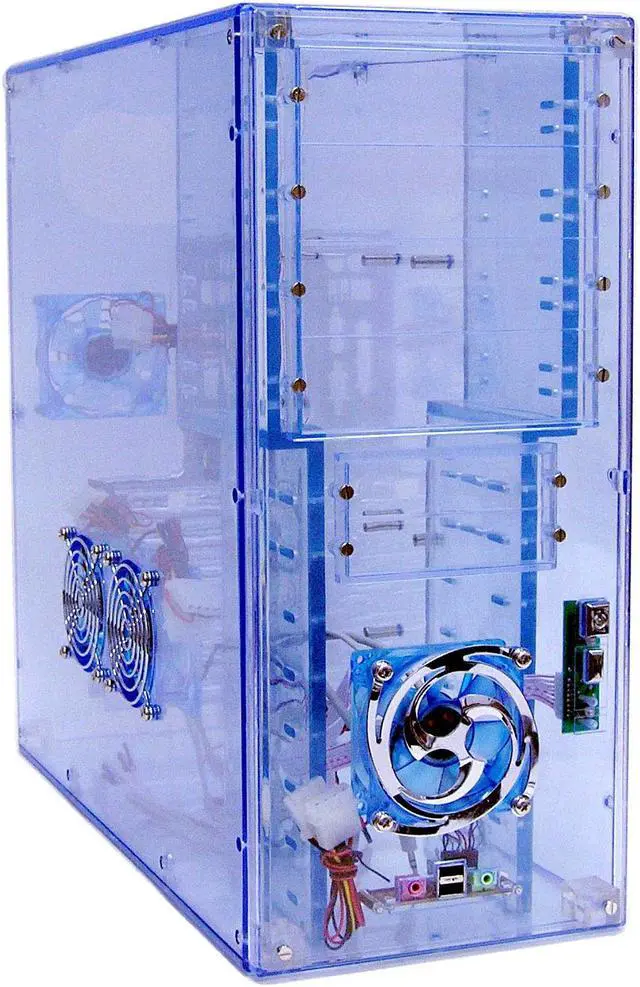 Main image of LOGISYS Computer CS888UVBL Blue Clear Acrylic ATX Mid Tower Computer Case Pre-Assembled