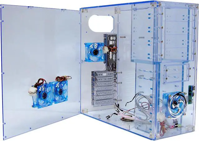 Alt view image 3 of 10 - LOGISYS Computer CS888UVBL Blue Clear Acrylic ATX Mid Tower Computer Case Pre-Assembled