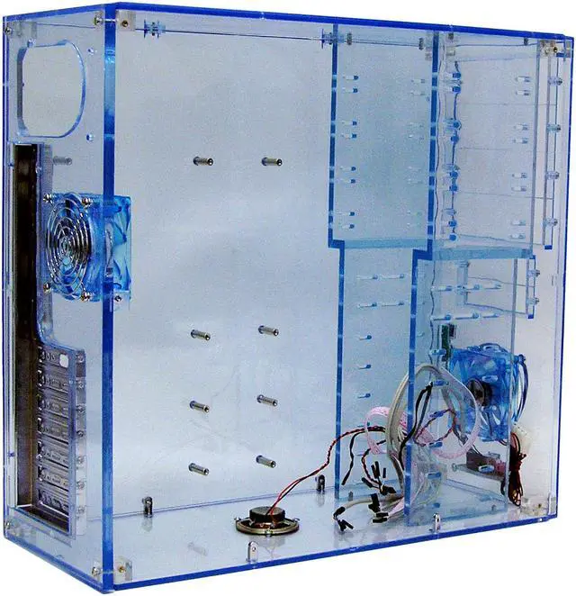 Alt view image 6 of 10 - LOGISYS Computer CS888UVBL Blue Clear Acrylic ATX Mid Tower Computer Case Pre-Assembled