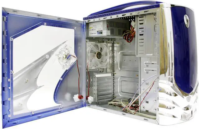 Alt view image 10 of 15 - LOGISYS Computer DRACULA CS602BL Blue/Silver Steel ATX Mid Tower Computer Case 480W Power Supply