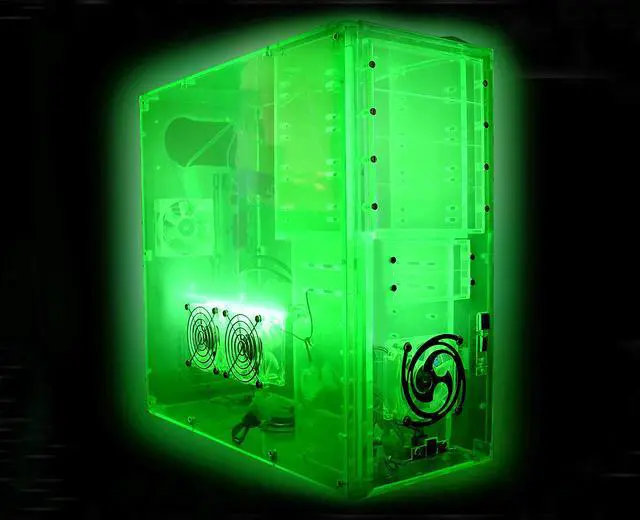 Alt view image 12 of 12 - LOGISYS Computer CS888UVGN Green Clear Acrylic ATX Mid Tower Computer Case