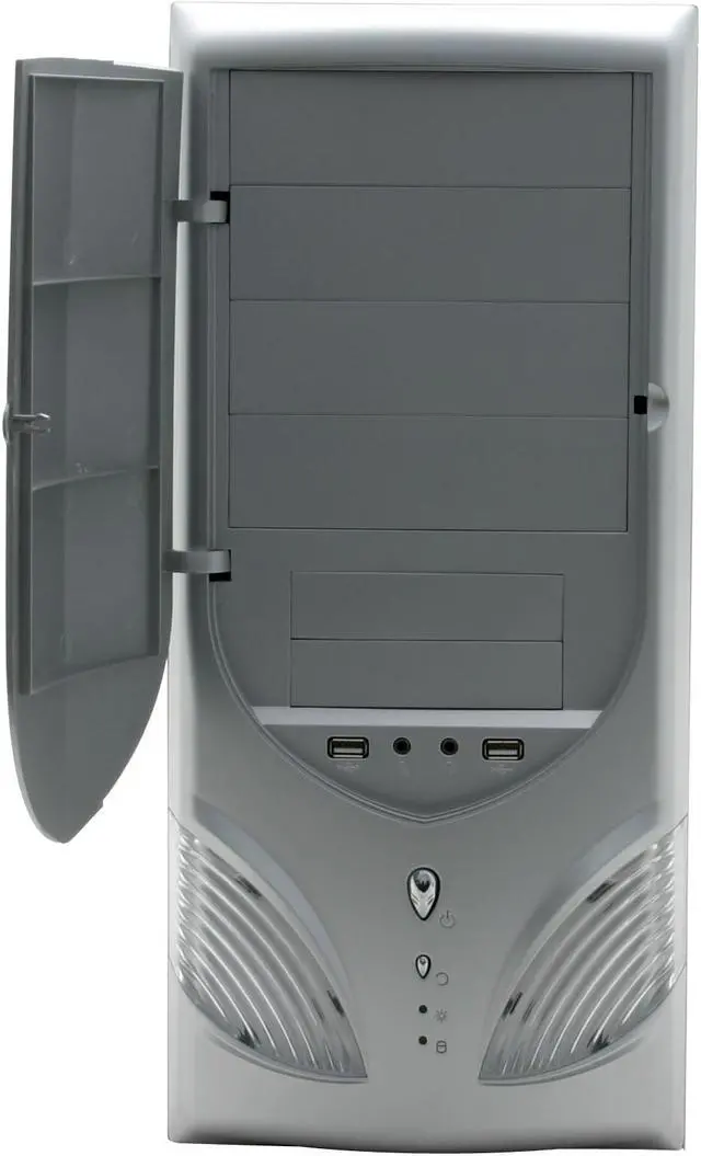 Alt view image 4 of 16 - LOGISYS Computer Area 51 CS51WSL Silver Steel ATX Mid Tower Computer Case 480W Power Supply