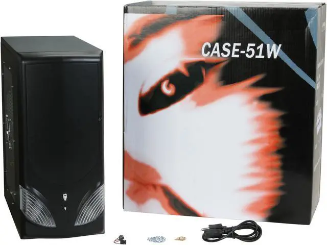 Alt view image 12 of 12 - LOGISYS Computer Area 51 CS51WBK Black Steel ATX Mid Tower Computer Case 480W Power Supply