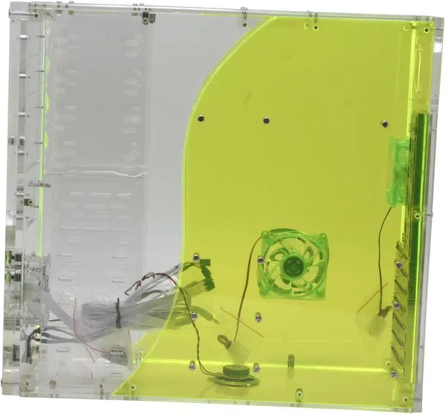 Alt view image 4 of 7 - LOGISYS Computer YIN YANG CS889GN Clear/ Green Clear Acrylic ATX Mid Tower Computer Case Pre-Assembled