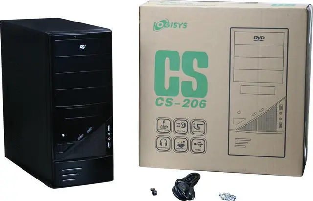 Alt view image 11 of 11 - LOGISYS Computer CS206BK Black Steel ATX Mid Tower Computer SOHO Case 480W Power Supply