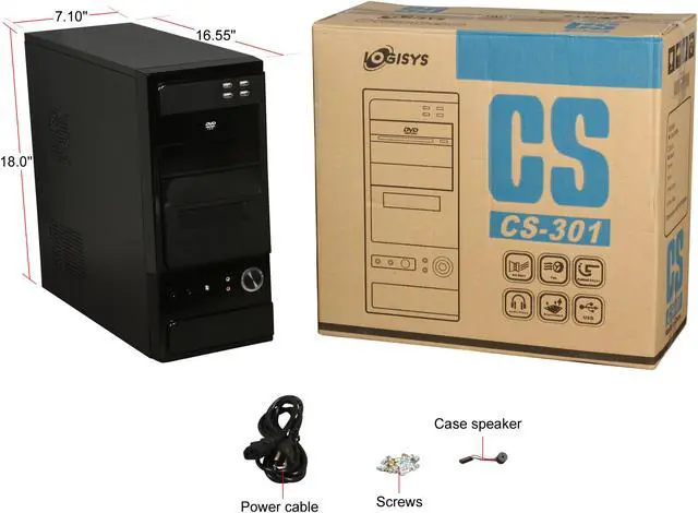 Alt view image 9 of 9 - LOGISYS Computer CS301BK Black Solid 6.0mm SECC metal ATX Mid Tower Computer Case 480W Power Supply