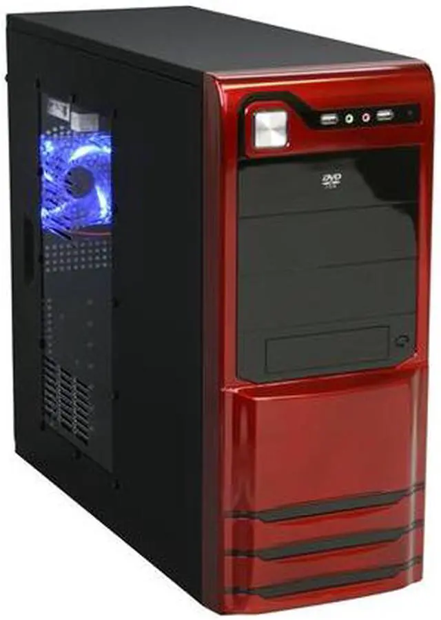 Alt view image 3 of 9 - LOGISYS Computer CS308RD Red / Black Steel / Plastic ATX Mid Tower Computer Case 480W Power Supply