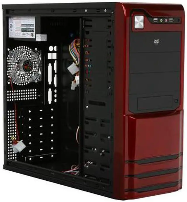 Alt view image 7 of 9 - LOGISYS Computer CS308RD Red / Black Steel / Plastic ATX Mid Tower Computer Case 480W Power Supply