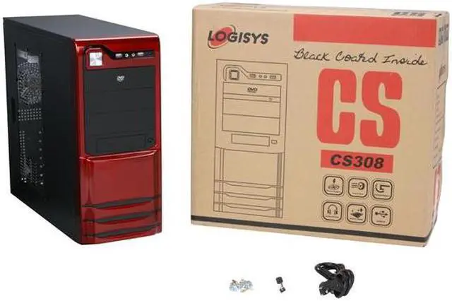 Alt view image 9 of 9 - LOGISYS Computer CS308RD Red / Black Steel / Plastic ATX Mid Tower Computer Case 480W Power Supply