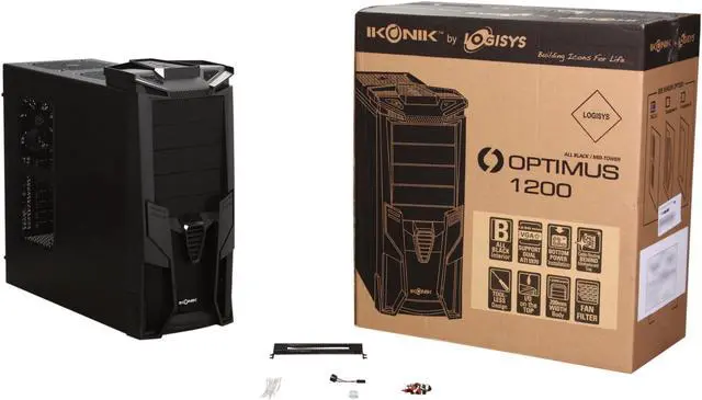 Alt view image 9 of 9 - LOGISYS Computer CS1200BK  ATX Mid Tower Optimus All Black Gaming Case