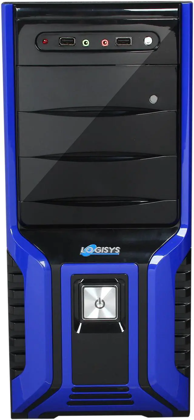 Alt view image 2 of 9 - LOGISYS Computer 368 SOHO CS368BB Black / Blue Steel / Plastic Computer Case 480W Power Supply