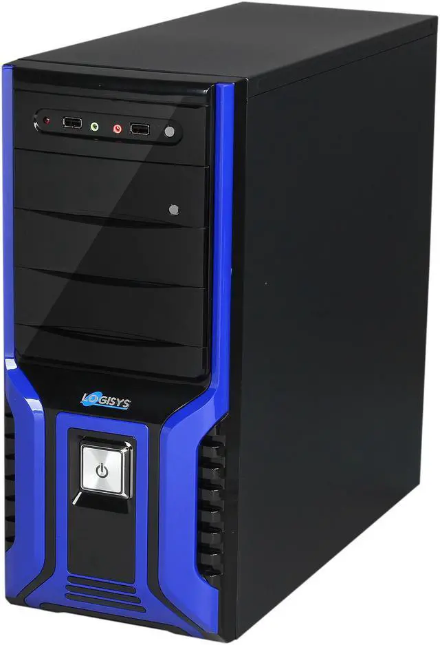 Alt view image 3 of 9 - LOGISYS Computer 368 SOHO CS368BB Black / Blue Steel / Plastic Computer Case 480W Power Supply