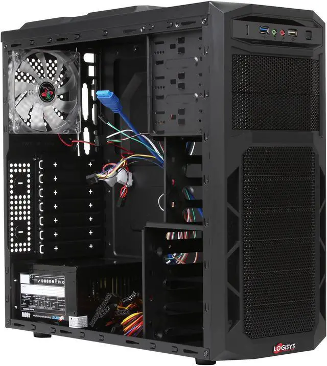 Alt view image 7 of 9 - LOGISYS Computer CS369BK ATX Mid Tower Computer Case with 480W Power Pupply