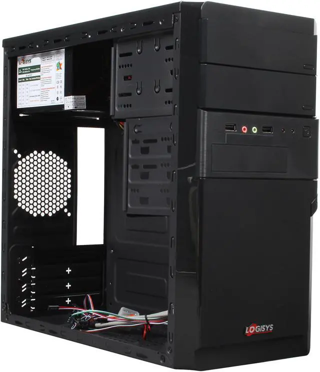 Alt view image 7 of 9 - LOGISYS Computer CS136BK Micro ATX Computer Case with 480W Power Supply