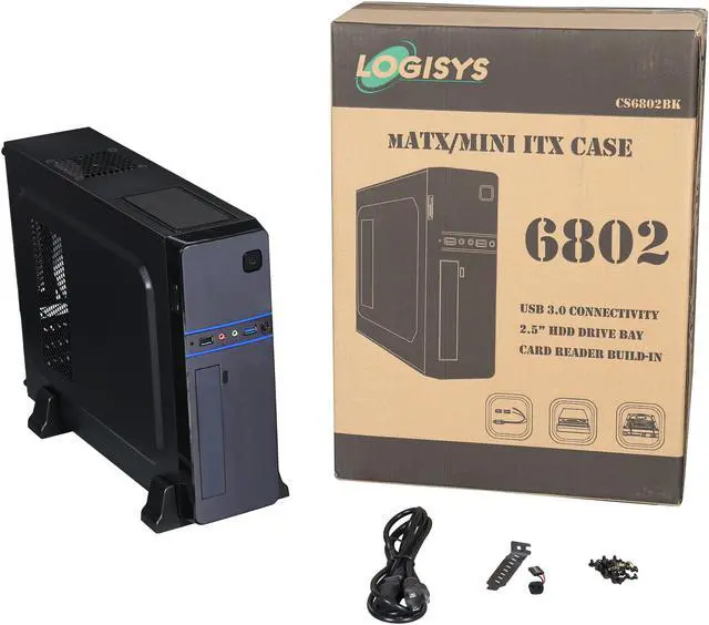 Alt view image 9 of 9 - LOGISYS Computer CS6802BK Black SGCC Micro ATX Slim Case Computer Case 350W Power Supply