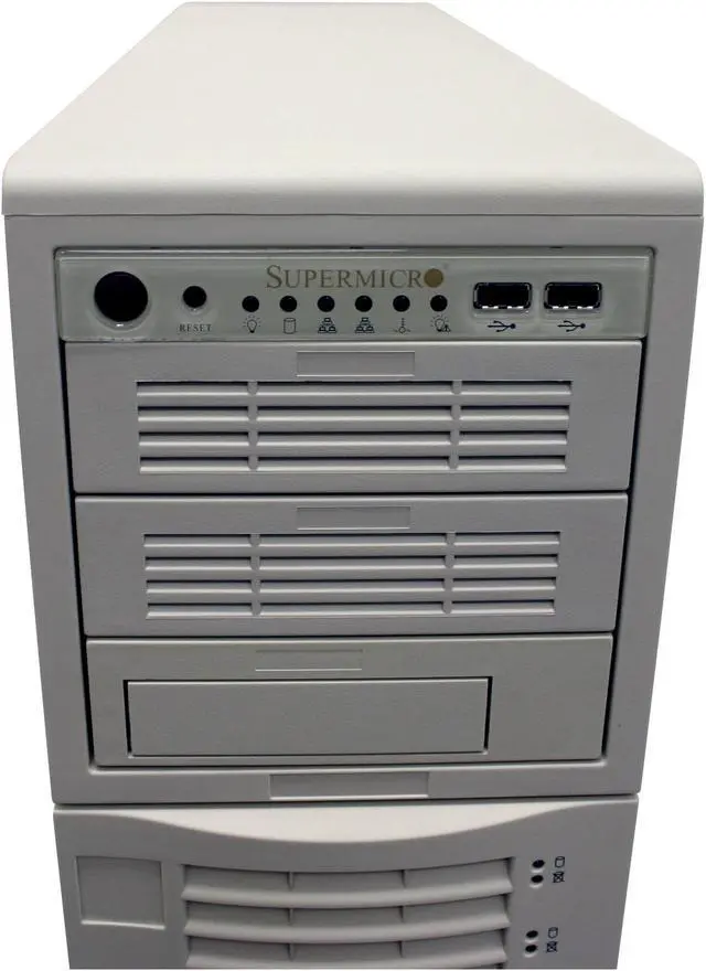 Alt view image 2 of 8 - SUPERMICRO CSE-743T-645 Beige 4U Server Case 645W Low-Noise AC power supply with PFC 2 x 5.25" Peripheral Drive Bays 1 x 5.25" Bay For Floppy Drive External 5.25" Drive Bays