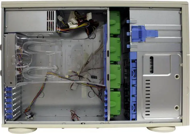 Alt view image 4 of 8 - SUPERMICRO CSE-743T-645 Beige 4U Server Case 645W Low-Noise AC power supply with PFC 2 x 5.25" Peripheral Drive Bays 1 x 5.25" Bay For Floppy Drive External 5.25" Drive Bays