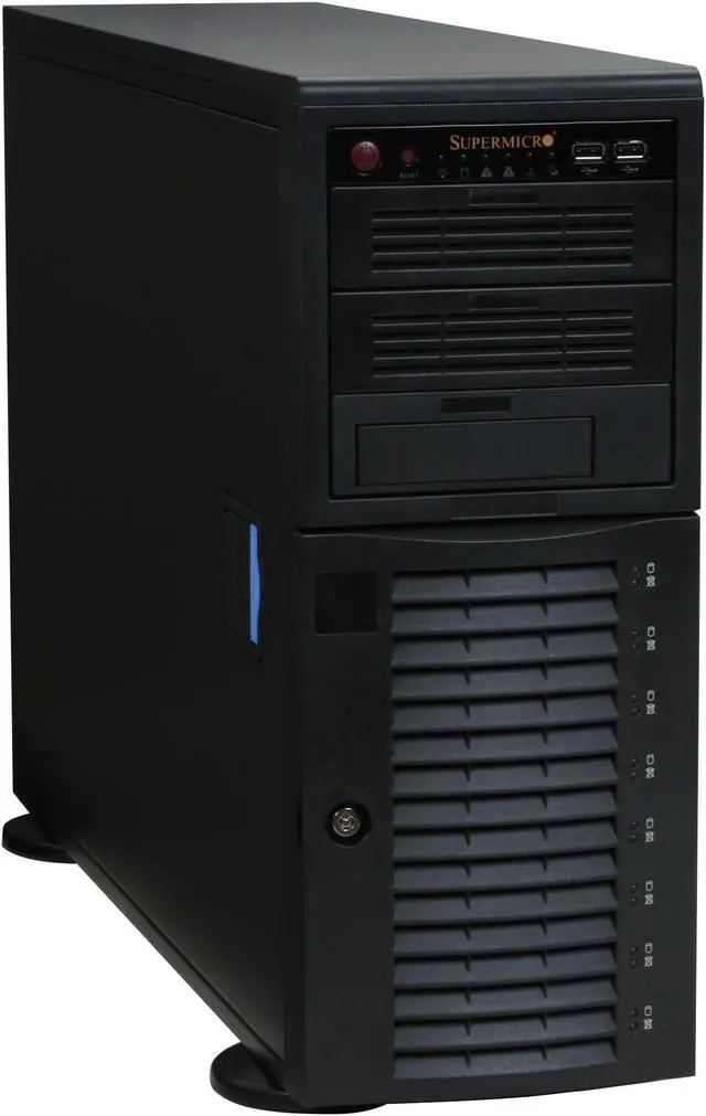 Main image of SUPERMICRO CSE-743T-645B Black 4U Pedestal Chassis w/ 645W Power Supply 2 External 5.25" Drive Bays