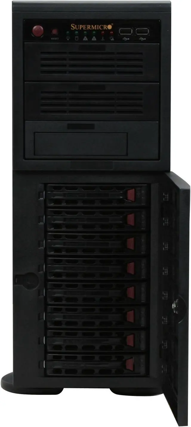 Alt view image 4 of 13 - SUPERMICRO CSE-743T-645B Black 4U Pedestal Chassis w/ 645W Power Supply 2 External 5.25" Drive Bays