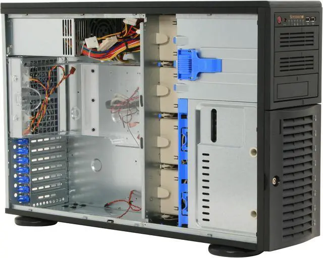 Alt view image 11 of 14 - SUPERMICRO CSE-743T-650B Black 4U Case 650W 2x 5.25" Peripheral Drive Bay 1x 5.25" Bay For Floppy Drive External 5.25" Drive Bays
