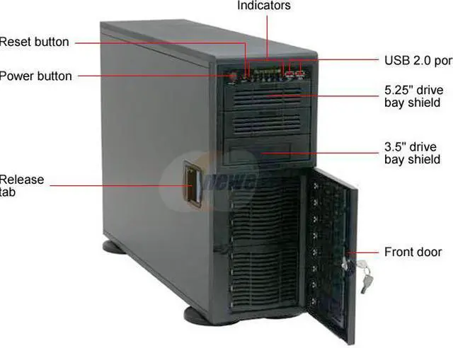 Alt view image 3 of 13 - SUPERMICRO CSE-743i-650B Black 4U Rackmount Server Chassis w/ 650W Power Supply 2 External 5.25" Drive Bays