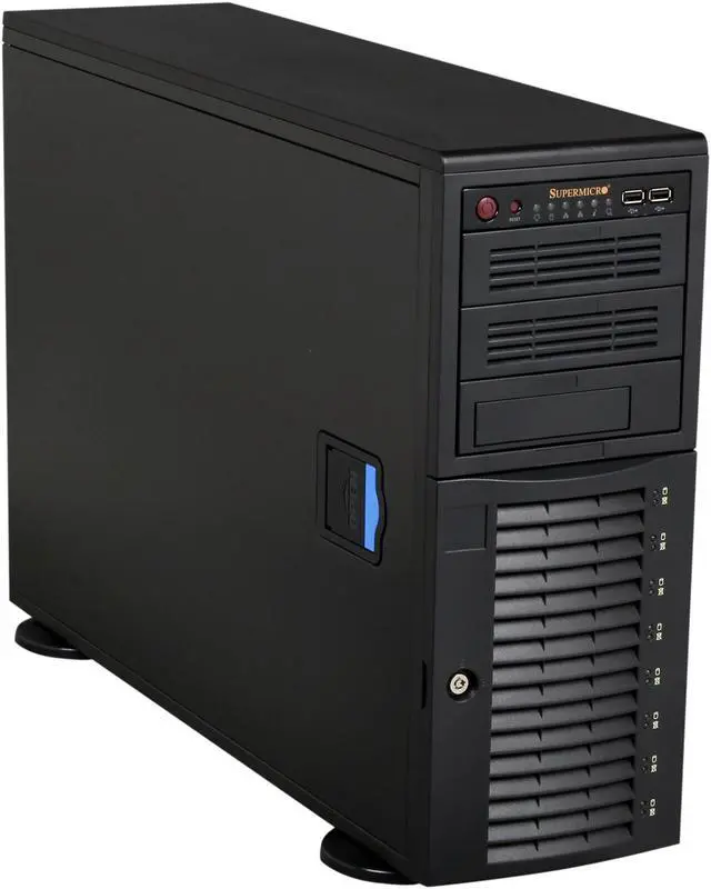 Main image of SUPERMICRO CSE-743TQ-865B Black 4U Pedestal Server Case 865W 2 External 5.25" Drive Bays