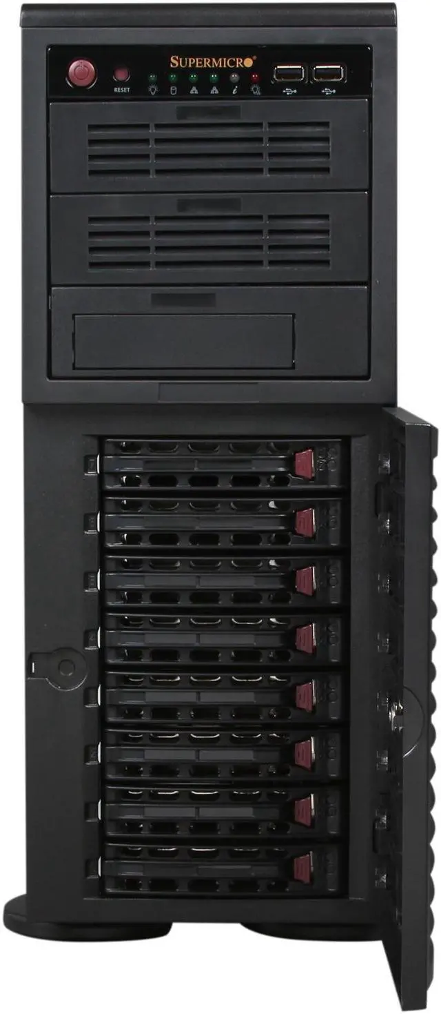 Alt view image 2 of 9 - SUPERMICRO CSE-743TQ-865B Black 4U Pedestal Server Case 865W 2 External 5.25" Drive Bays