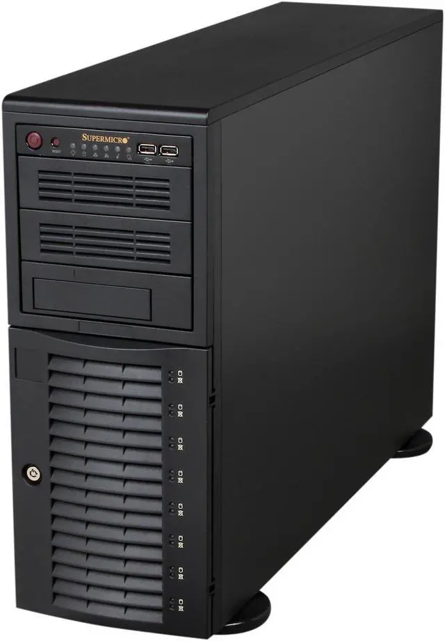 Alt view image 3 of 9 - SUPERMICRO CSE-743TQ-865B Black 4U Pedestal Server Case 865W 2 External 5.25" Drive Bays
