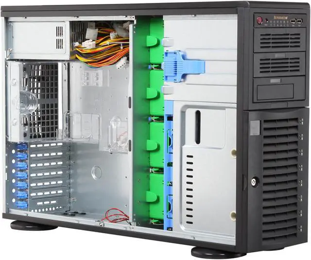 Alt view image 7 of 9 - SUPERMICRO CSE-743TQ-865B Black 4U Pedestal Server Case 865W 2 External 5.25" Drive Bays