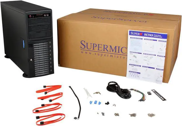 Alt view image 9 of 9 - SUPERMICRO CSE-743TQ-865B Black 4U Pedestal Server Case 865W 2 External 5.25" Drive Bays