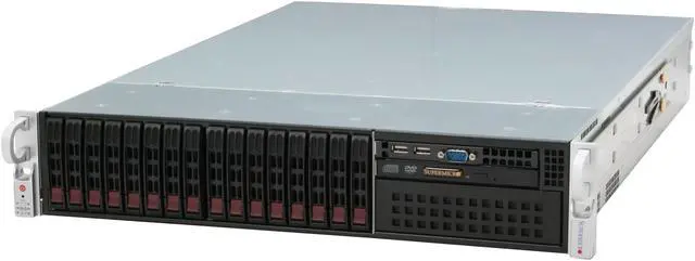 Main image of SUPERMICRO CSE-213A-R900LPB Black 2U Rackmount Server Case 900W (1 + 1) Redundant AC to DC power supply w/ PFC 1 External 5.25" Drive Bays