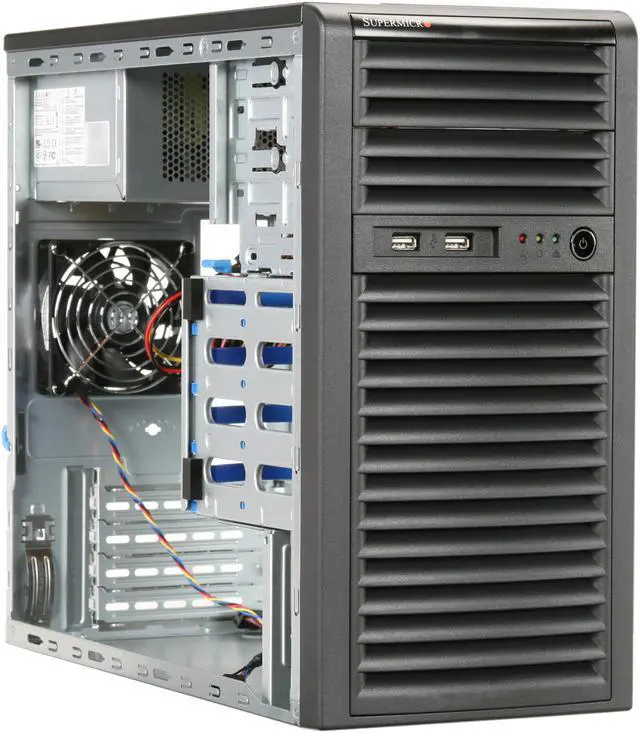 Alt view image 7 of 9 - SUPERMICRO CSE-731i-300B Black Mini-Tower Server Case