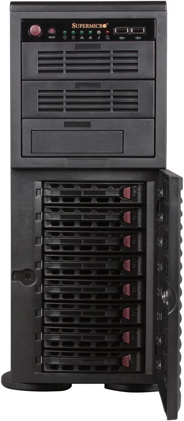 Alt view image 2 of 10 - SUPERMICRO SuperChassis CSE-743T-665B Black 4U Pedestal Server Case 665W 80PLUS Bronze 2 External 5.25" Drive Bays