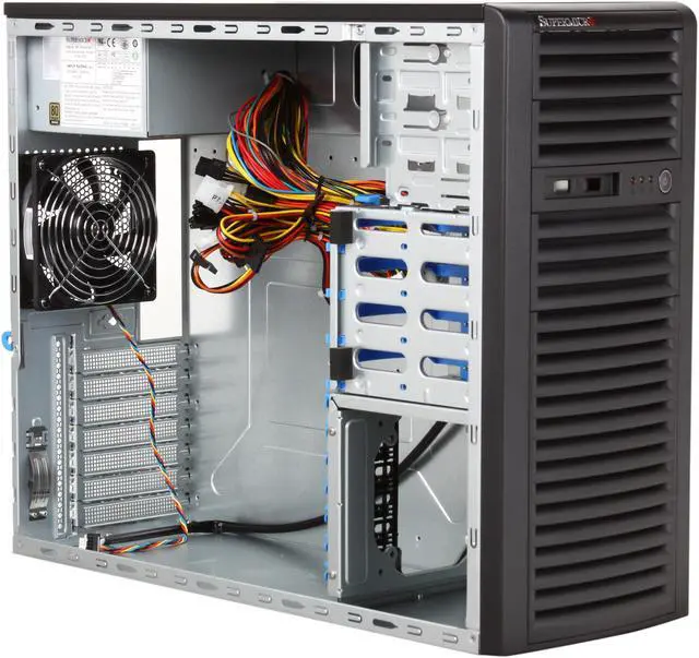 Alt view image 7 of 9 - SUPERMICRO CSE-732i-500B Black Mini-Tower Server Chassis