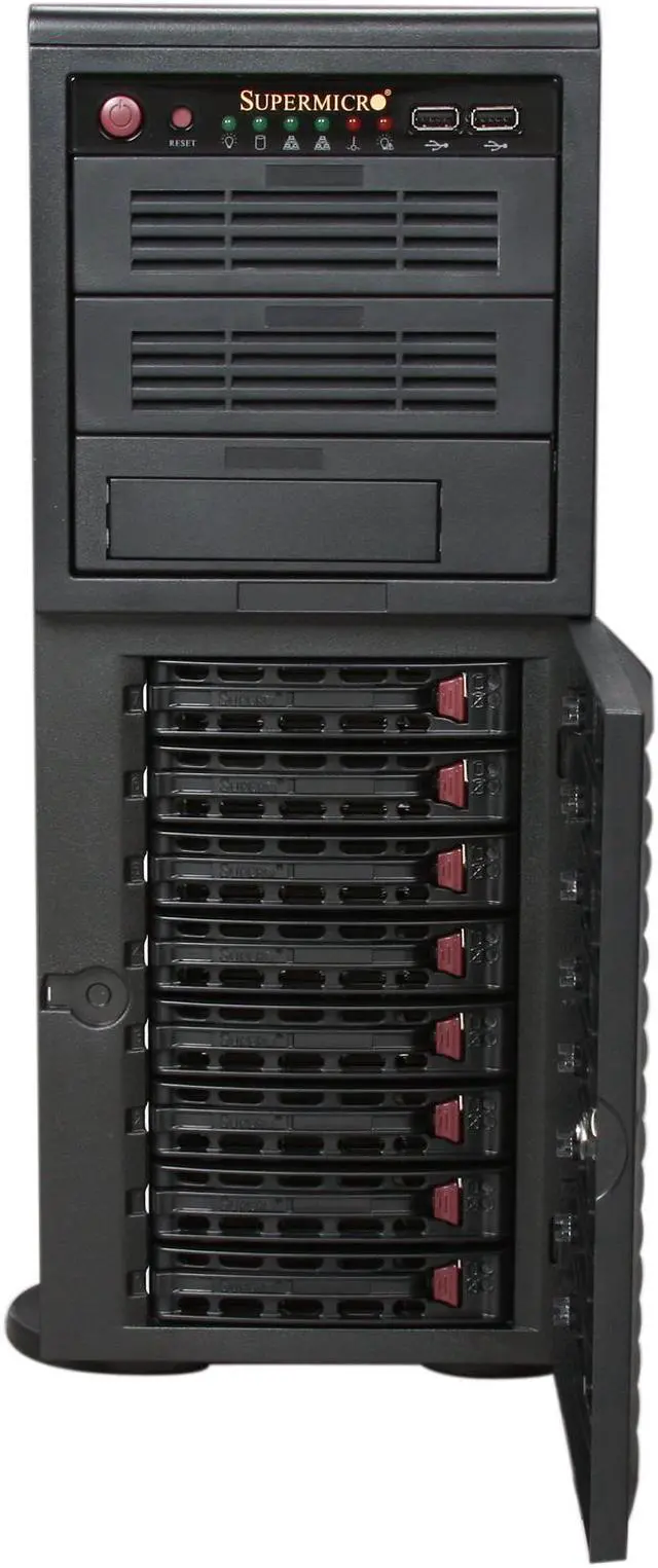 Alt view image 2 of 9 - SUPERMICRO CSE-743T-500B Black Pedestal Server Case 500W 3 External 5.25" Drive Bays
