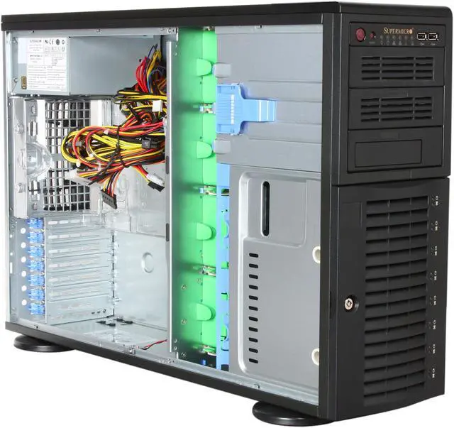 Alt view image 7 of 9 - SUPERMICRO CSE-743T-500B Black Pedestal Server Case 500W 3 External 5.25" Drive Bays