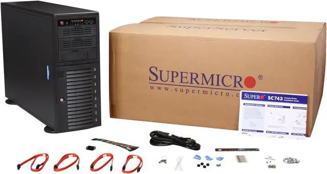 Alt view image 9 of 9 - SUPERMICRO CSE-743T-500B Black Pedestal Server Case 500W 3 External 5.25" Drive Bays