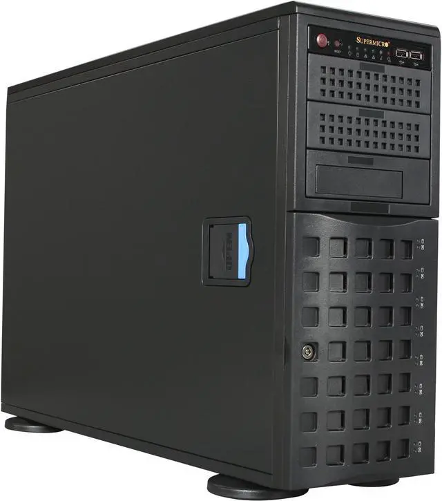 Main image of SUPERMICRO CSE-745TQ-920B Black 4U Pedestal Server Case 920W 80Plus Platinum 2x 5.25" Peripheral Drive Bay 1x 5.25" Bay that fits 3.5" bay devices External 5.25" Drive Bays