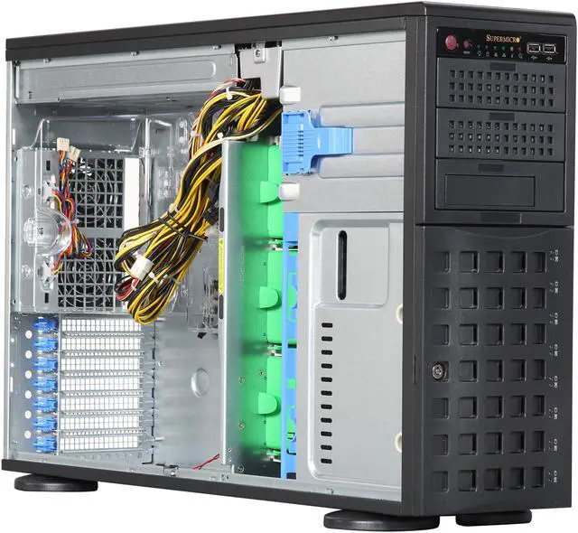 Alt view image 7 of 9 - SUPERMICRO CSE-745TQ-920B Black 4U Pedestal Server Case 920W 80Plus Platinum 2x 5.25" Peripheral Drive Bay 1x 5.25" Bay that fits 3.5" bay devices External 5.25" Drive Bays