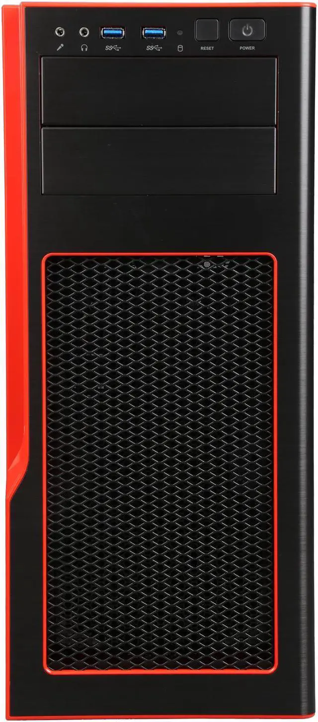 Alt view image 2 of 9 - SUPERMICRO CSE-GS50-000R Black with red trim Brushed Aluminum and ABS Plastic front bezel; SGCC Steel Body Mid-Tower Gaming S5 Mid-Tower Chassis 2 External 5.25" Drive Bays